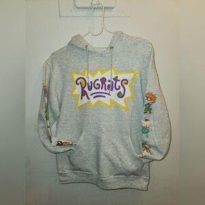Nickelodeon Sweatshirt Mens Small Gray Rugrats Cartoons Graphic Print Ho…